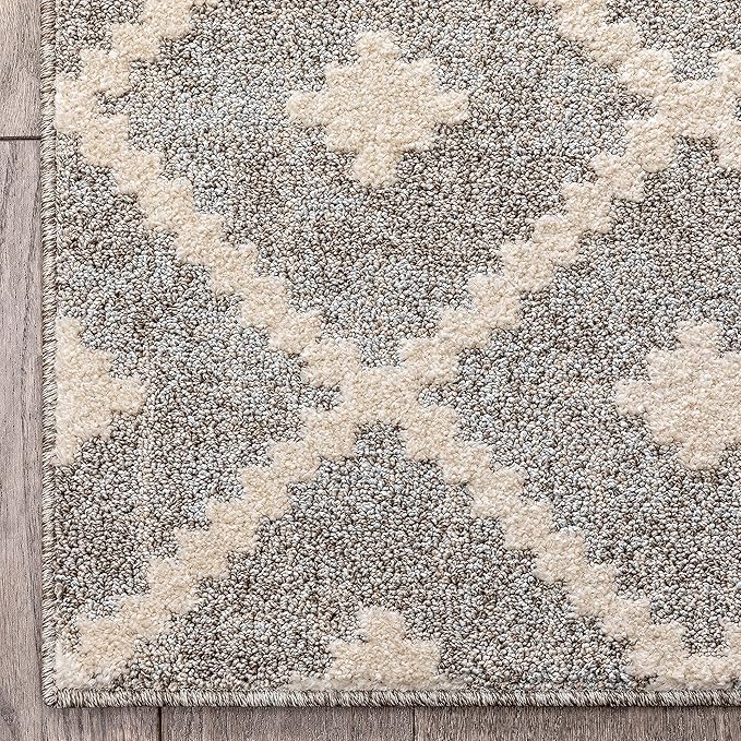 Well Woven Custom Size Hallway Stair Runner - Choose Your Length - Ainsley Ivory Diamond Trellis Geometric Tribal - 31 Inches Wide x 50 Feet Long Runner (31" x 50' Runner) Rug