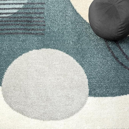Abani Deco Collection Area Rug -Cream/Green Minimalist Design -6' x 9' - Easy to Clean - Durable for Kids and Pets - Non-Shedding - Medium Pile - Soft Feel - for Living Room, Bedroom & Office