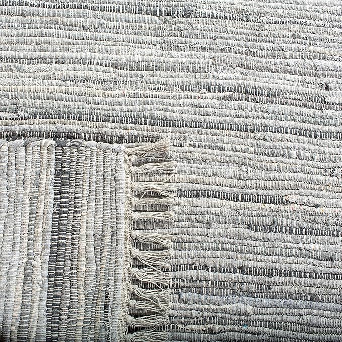 SAFAVIEH Rag Rug Collection Accent Rug - 2'3" x 5', Grey, Handmade Boho Stripe Cotton, Ideal for High Traffic Areas in Entryway, Living Room, Bedroom (RAR121A)