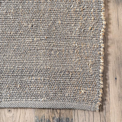 nuLOOM 5x8 Elfriede Jute & Cotton Hand Woven Area Rug, Grey, Solid Rustic Farmhouse Style, Weaved Design, Natural Fiber, For Bedroom, Living Room, Dining Room, Hallway, Office, Entryway