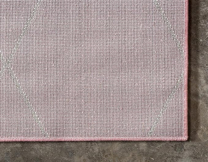 Unique Loom Trellis Frieze Collection Area Rug - Geometric (4' 1" x 6' 1", Light Pink/ Ivory)