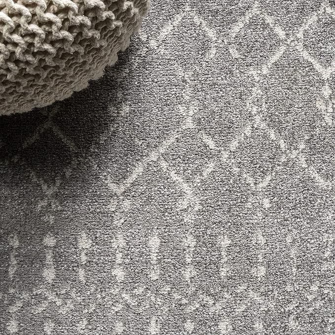 JONATHAN Y Boho Vintage Diamond Gray/Ivory Round Area Rug 8 ft, Moroccan Hype for Living Room, Bedroom, Kitchen, Office, Easy-Cleaning, High Traffic, Pet-Friendly, Non-Shedding (MOH101C-8R)