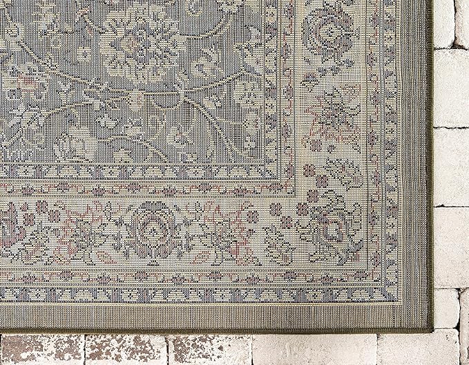 Unique Loom Sialk Hill Collection Area Rug - Washington (7' 1" x 10' Rectangle Green/Hunter Green)
