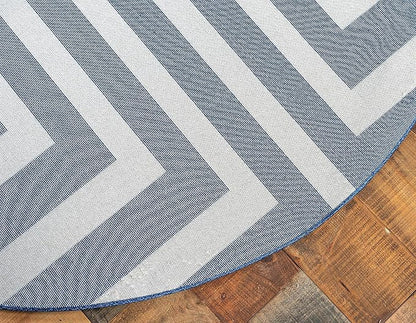 Unique Loom Athens Collection Classic Geometric Modern Border Design Area Rug (6' 0 x 6' 0 Round, Navy Blue/ Beige)