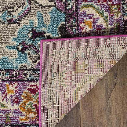SAFAVIEH Monaco Collection Runner Rug - 2'2" x 10', Violet & Light Blue, Boho Chic Medallion Distressed Design, Non-Shedding & Easy Care, Ideal for High Traffic Areas in Living Room, Bedroom (MNC243L)