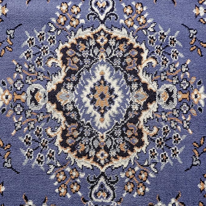 Home Dynamix Premium Sakarya Traditional Medallion Border Area Rug, Country Blue, 3'7"x5'2" Rectangle