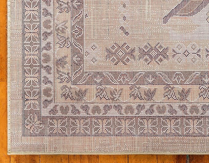 Unique Loom Taftan Collection Border Geometric Tribal Inspired Design Area Rug (7' 0 x 10' 0 Rectangular, Gold/ Gray)