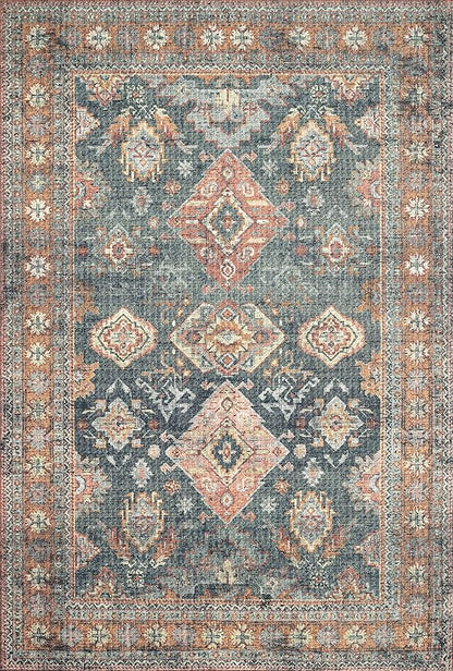 Loloi Skye Collection SKY-10 Sea/Rust 6'-0" x 6'-0" Round Area Rug