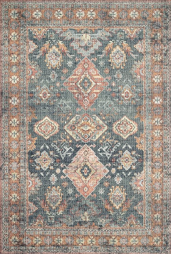 Loloi II Skye Collection SKY-10 Sea/Rust 2'-6" x 7'-6" Runner Rug