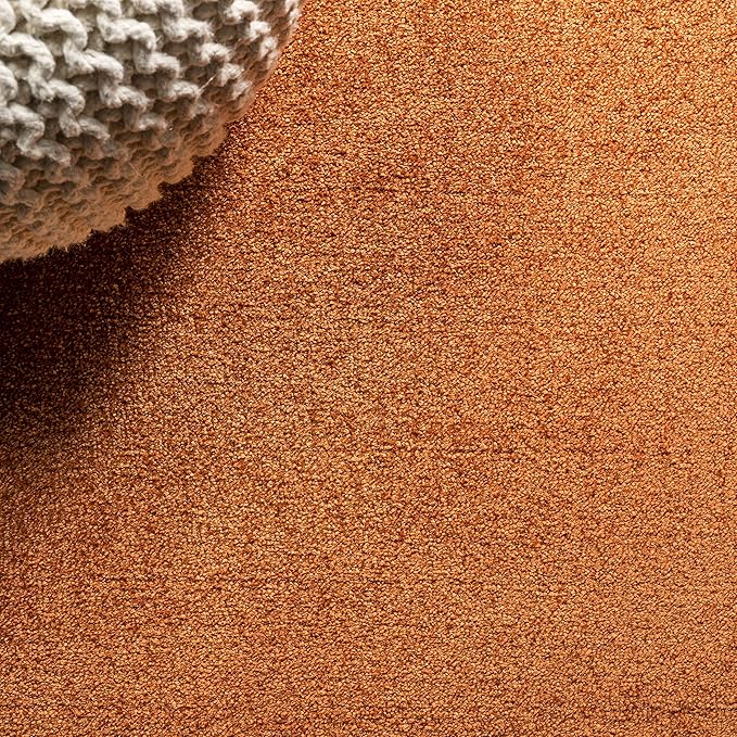 Eyely UES100M-4OV Haze Solid Low-Pile Orange 4 ft. x 6 ft. Oval Area Rug, Pet Friendly, Stain Resistant, Easy Cleaning, for Bedroom, Living Room, Kitchen