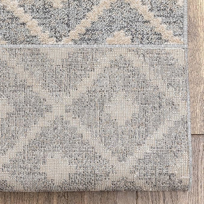 Well Woven Custom Size Hallway Stair Runner - Choose Your Length - Ainsley Grey Diamond Trellis Geometric Tribal - 31 Inches Wide x 30 Feet Long Runner (31" x 30' Runner) Rug