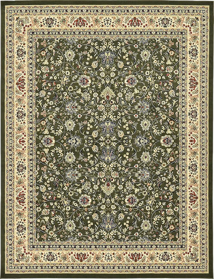 Unique Loom Sialk Hill Collection Area Rug - Washington (9' 10" x 13' 1" Rectangle Green/Hunter Green)