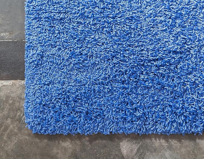 Unique Loom Solid Shag Collection Area Rug (2' 6" x 13' 1" Runner, Periwinkle Blue)
