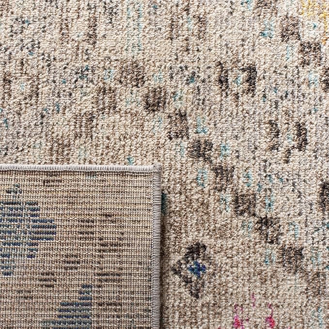 SAFAVIEH Area Rug 8x10 - Madison Collection - Large - Grey & Yellow, Boho Diamond Distressed Design, Non-Shedding & Easy Cleaning, Ideal for Living Room, Bedroom, Office, Dining Space (MAD418F)