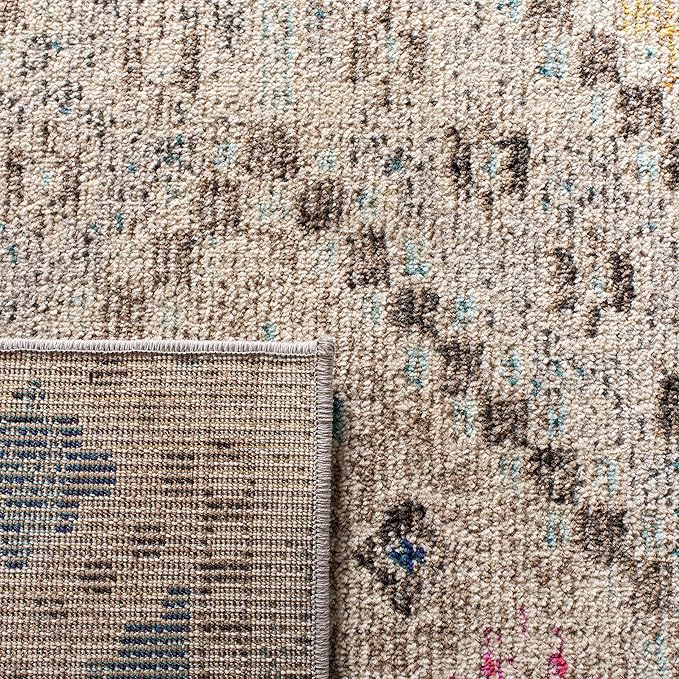 SAFAVIEH Madison Collection Area Rug - 9' x 12', Grey & Yellow, Boho Diamond Distressed Design, Non-Shedding & Easy Care, Ideal for High Traffic Areas in Living Room, Bedroom (MAD418F)