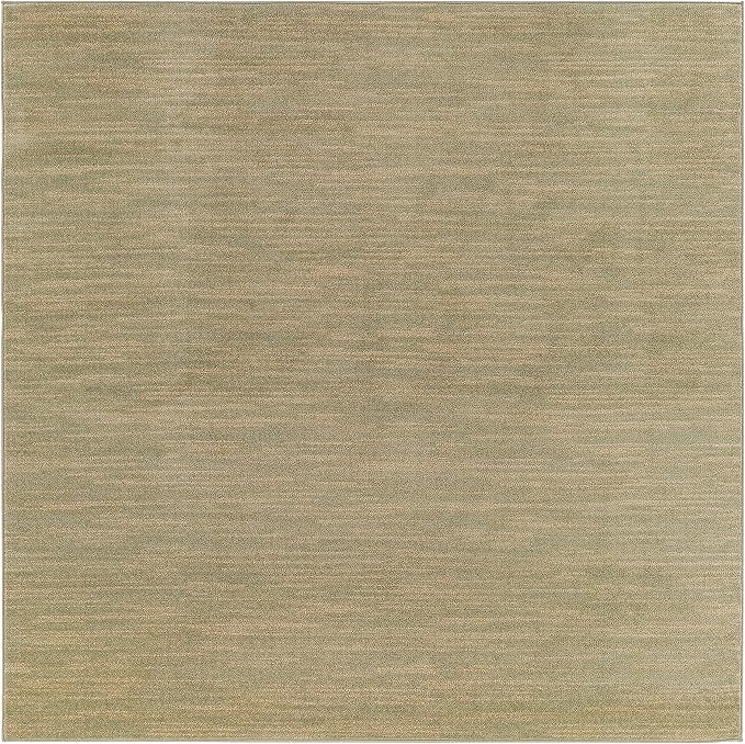 Nourison Home Nourison Essentials Green Gold 7' x Square Area Rug - Easy Clean, Non Shedding, Bed Room, Living Room, Dining Room, Kitchen (7' x Square)
