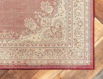 Unique Loom Reza Collection Traditional Persian Style Area Rug, 9 ft 10 in x 13 ft, Burgundy/Ivory