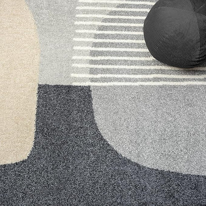 Abani Deco Collection Area Rug - Grey Minimalist Design -5'3" x 7'6"(5'x8') - Easy to Clean - Durable for Kids and Pets - Non-Shedding - Medium Pile - Soft Feel - for Living Room, Bedroom & Office