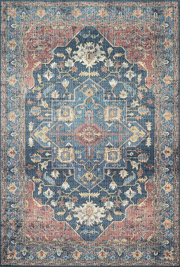Loloi Skye Collection SKY-08 Denim/Brick 8'-0" x 8'-0" Round Area Rug