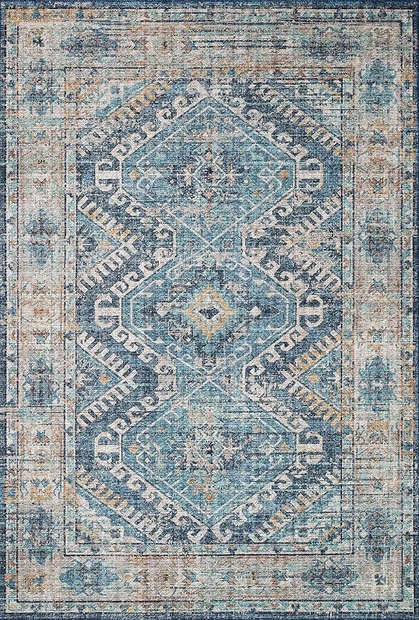 Loloi Skye Collection SKY-03 Denim/Natural 6'-0" x 6'-0" Round Area Rug