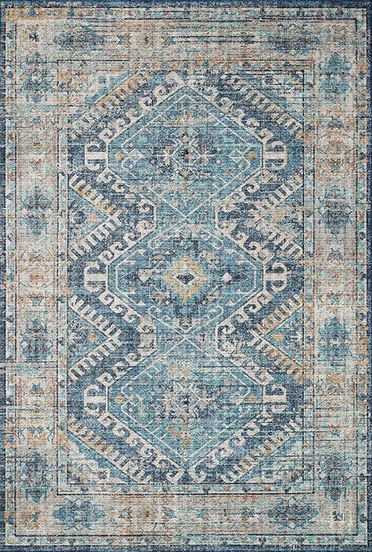 Loloi Skye Collection SKY-03 Denim/Natural 8'-0" x 8'-0" Round Area Rug